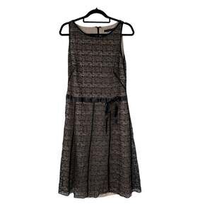 PERRY ELLIS Womens Black Sleeveless A-Line Lace Overlay Back Zipper Cocktail